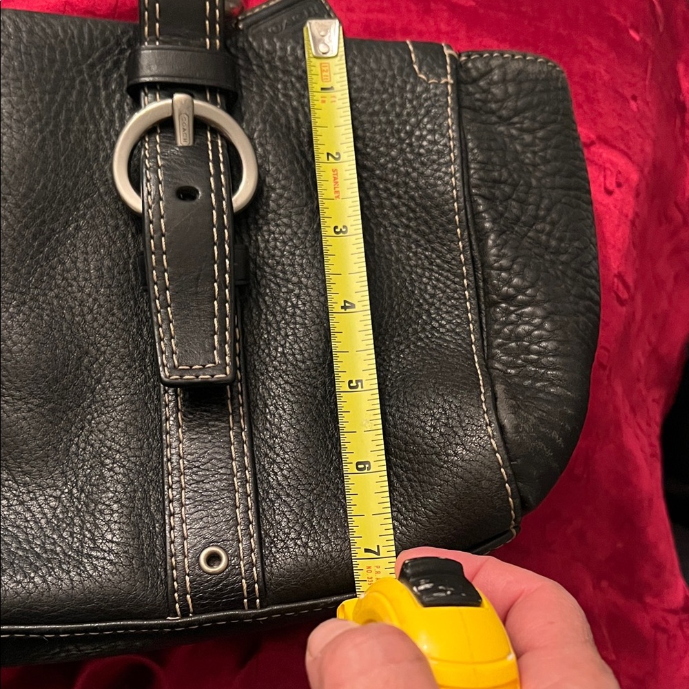 Coach Black Leather Shoulder Bag with Buckle Rings - Picture 16 of 16